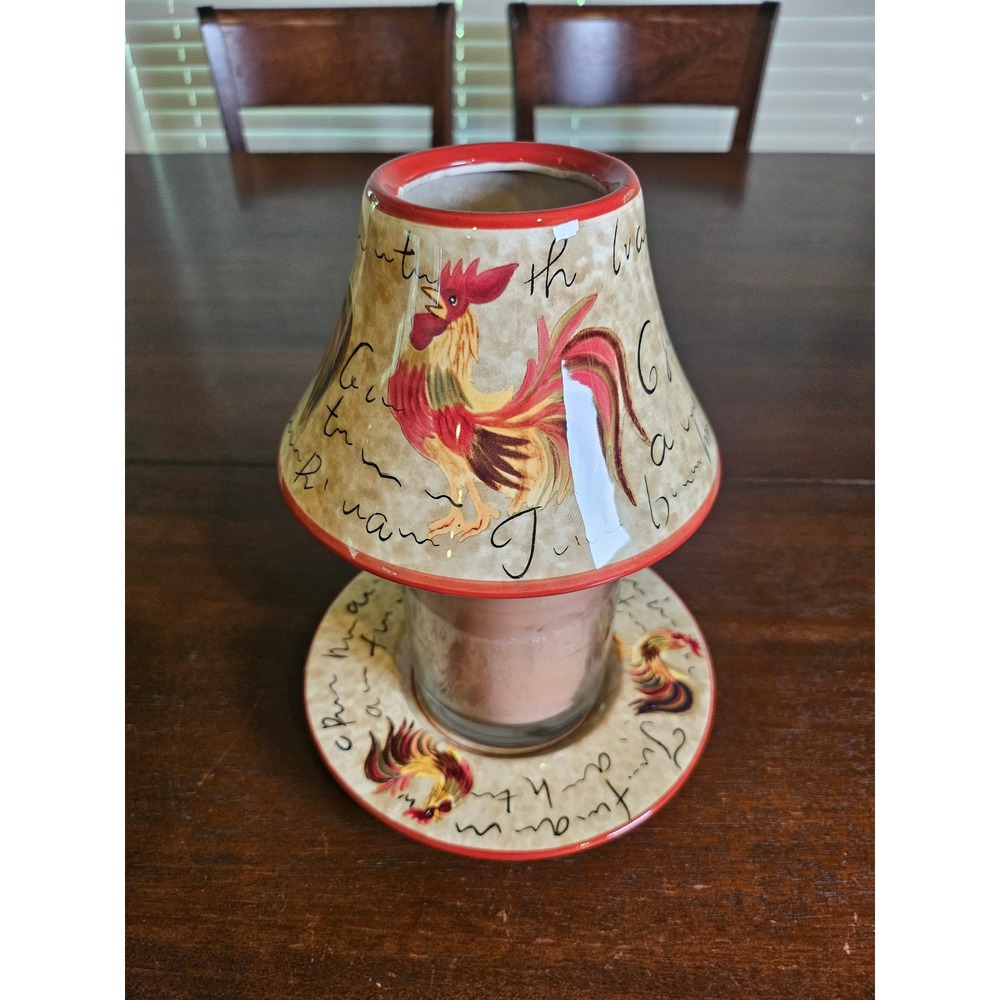 Yankee Candle Topper Tray Set Women Large Multicolor Rooster Country Farmhouse